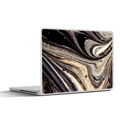 Produktbild von MuchoWow® Laptop Aufkleber Sticker Cover Marmoroptik - Schwarz - Gold - Weiß - Glitter - Marmor 31x22.5 cm - Laptop-Deko