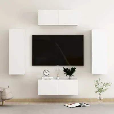 Obrázok produktu pre vidaXL 4 ks TV skrinka biela materiál na báze dreva - TV skrinka - TV skrinky - HiFi skrinka - HiFi skrinky