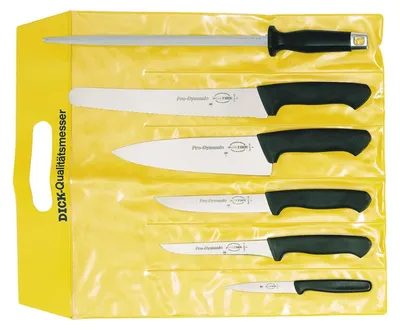 Imagen del producto de Conjunto de cuchillos de cocina F. DICK ProDynamic, 6 piezas: cuchillos de cocina, cuchillo para filetear y cuchillo de chef