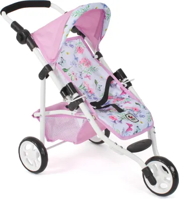 Produktbild von Bayer Chic 2000 - Puppenbuggy Lola, Jogging-Buggy, Puppenjogger, Puppenwagen, Flowers, 612-53, Flowers, Rosa, 70 x 33 x 62 cm