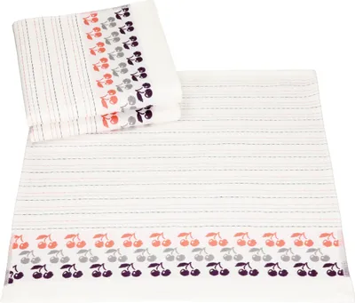 Produktbild von Betz 3 Stück Geschirrtücher Küchenhandtuch Gläsertücher 100% Baumwolle Motiv FRÜCHTE Größe 50 cm x 50 cm Farbe - lila - Kirsche