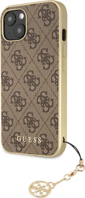 Produktbild von Guess 4G Charms Apple iPhone 13 Hard Case Cover Schutzhülle Kette Anhänger Braun / Gold