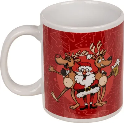 Produktbild von Weihnachtstasse aus Steingut mit Crazy Santa Motiv ca. 10 x 8 cm