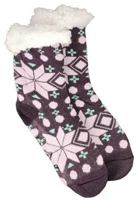 Produktbild von Kuschelsocken Winter Anti Rutsch Winter Socken, Hausschuhe, Strick Fleece Gefütterte Warme Violett/36-41