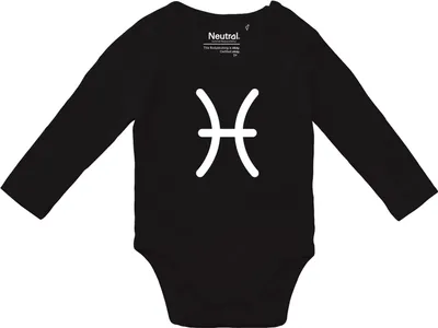 Produktbild von Huuraa Baby Body Fische Sternzeichen Zeichen 80 Black  Baumwolle Fairtrade Langarmbody Geschenkidee