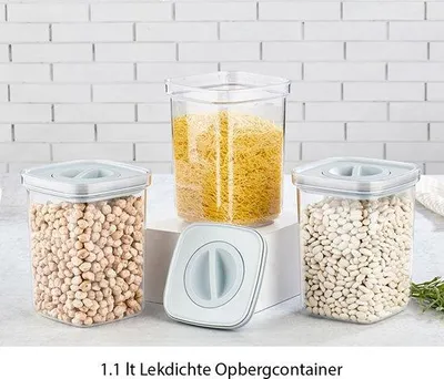 Immagine prodotto di Set di contenitori per alimenti Organizers, 3 pezzi, 0,5 l/1,1 l/1,7 l, grigio/trasparente