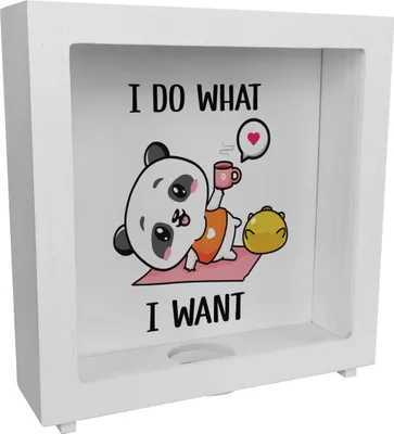 Produktbild von I Do What I Want Panda Rahmen Spardose aus Holz