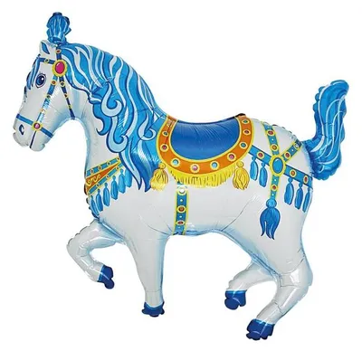 Produktbild von Shape Folienballon "Zirkuspferd" Blau | 94 cm