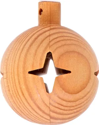 Produktbild von Holz-Christbaumkugel gedrechselt - Sternmotiv - 4zackig