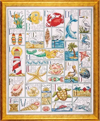 Obrázok produktu pre Súprava na vyšívanie krížikom "Ocean ABC", počítaný vzor, 40x51cm
