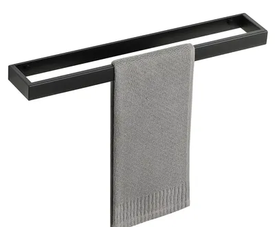 Image de Porte-serviettes mural en acier inoxydable, noir, 50 cm