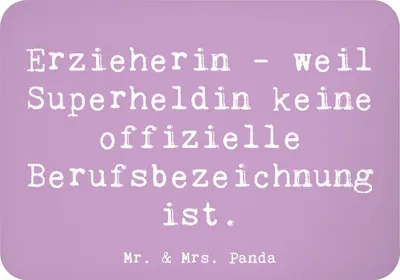 Produktbild von Mr. & Mrs. Panda magnet Spruch Erzieherin Superheldin - Lavendeltraum - Geschenk, Kühlschrankmagnet, whiteboardmagnet, Berufsliebe, zettelhalter, holzmagnet, Beruf