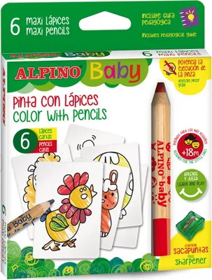 Obrázok produktu pre ALPINO BABY Hrubé pastelky 6 farieb + karty fariem