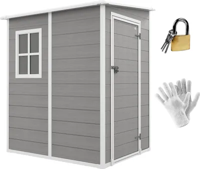 Produktbild von Outsunny Gerätehaus 1,54m³, Gartenhaus mit Pultdach, 122 x 149 x 192/177 cm, Geräteschuppen mit Abschließbar Tür