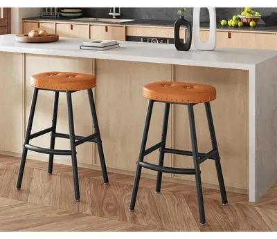 Obrázek produktu pro Sada dvou barových stoliček, výška 62 cm, potah z PU, barva hnědá/černá