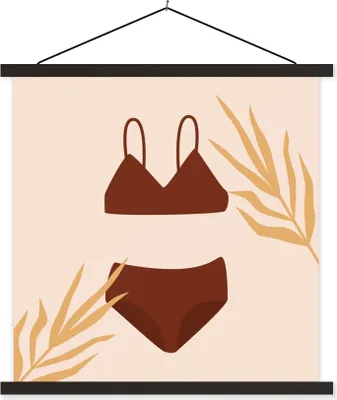 Produktbild von MuchoWow® Textilposter Bikini - Sommer - Blätter 40x40 cm mit schwarzem Rahmen - Fotos