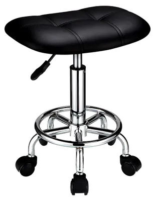 Produktbild von Höhenverstellbarer quadratischer Rollhocker mit Rollen in Schwarz