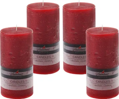 Produktbild von 4er Set Adventskranzkerzen "Raureif" Altrot 150/78 mm