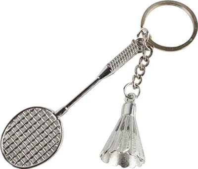 Produktbild von Metall Badmintonschläger Federball Anhänger Schlüsselanhänger Schlüsselanhänger Halter Tasche Ornament-Silber