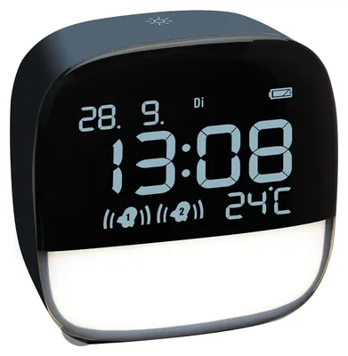 Produktbild von TFA Dostmann Digitaler Wecker LED Nachtlicht Innentemperatur Datum Nachtblau