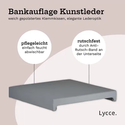 Produktbild von Lycce Bankauflage Klemmkissen 2 Leisten, Sitzkissen Kunstleder, Banktiefe 40 cm, Farbe:grau