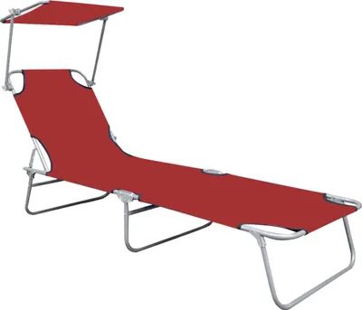 Produktbild von vidaXL Klappliege mit Sonnendach Rot Aluminium