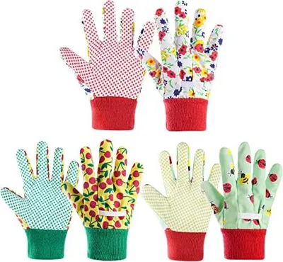Produktbild von Kindertuinhandschuhe - Farbige Blumenmuster - Größe M - 21 cm