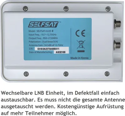 Immagine prodotto di Antenna piatta SELFSAT SAT H22D2+, con doppio LNB