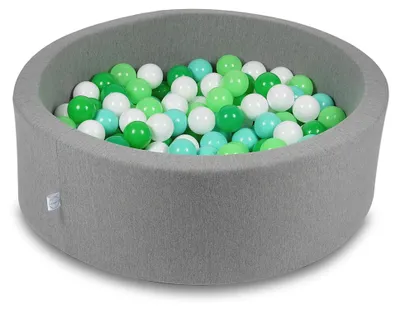 Produktbild von Trockenbecken 90x30cm grau mit 200 Bällen: weiß, hellgrün, mint, grün