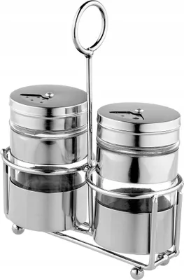 Image de Salière et poivrière - Set - Avec support - Verre