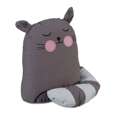 Produktbild von Relaxdays Türstopper Katze, Stoff & Sand, Türpuffer für Boden, innen, HBT: 22 x 20 x 15,5 cm, Deko Türsack Tier, grau
