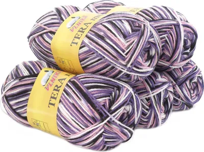 5 x 100g Strickgarn Häkelgarn TERA MULTI, Farbwahl - mehrfarbig bunt Farbverlauf