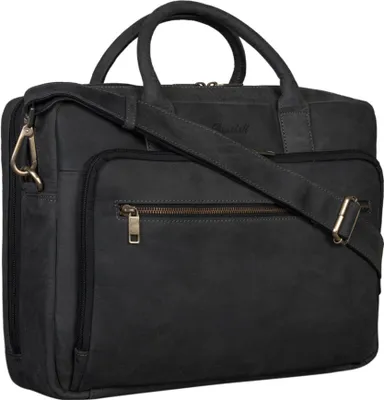 Produktbild von Benthill Aktentasche aus echtem Leder - Schultertasche / Umhängetasche - Leder-Tasche Lehrertasche / Studententasche - Leder Herren Arbeitstasche aus Büffelleder