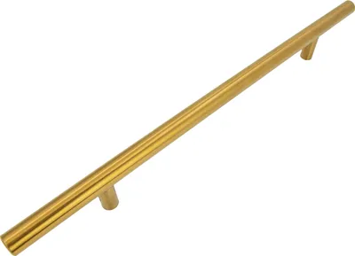 Produktbild von Eleganter Möbelgriff aus gebürstetem Edelstahl, 192 mm, mattgoldene Oberfläche, Modell Aurora, inklusive Montageschrauben.