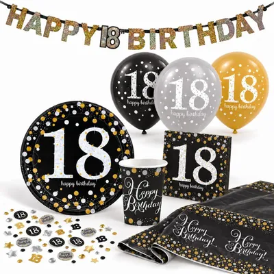 Produktbild von Zahl 18 Sparkling Celebrations Gold Partyset 41-teilig