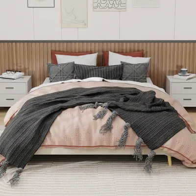 Produktbild von MODFU Jugendbett 160 x 200 Polsterbett stabiler Lattenrostbezug,Bettgestell Doppelbett mit Samtbezug ,ohne Matratze,Beige