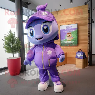 Immagine prodotto di Personaggio in costume della mascotte REDBROKOLY di Lavender Momentum vestito con una giacca a vento e portamonete