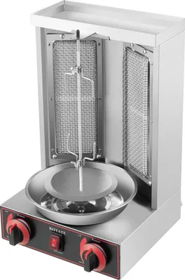 Produktbild von Dönergrill - Vertikaler Gas-Gyrosgrill - Leistung 3000 W - Zwei Brenner - Rotation 360° - Kapazität 8–12 kg - EU‑Stecker 220 V - Orange
