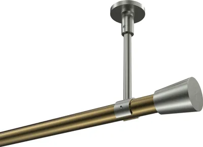 Produktbild von Interdeco Gardinenstange / Vorhangstange Messing Antik / Edelstahl-Optik, Typ Sonette Sitra (Konus) ohne Ringe, Deckenmontage, 20 mm Ø 1-läufig, 400 cm