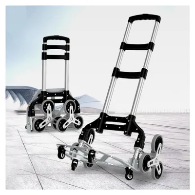 Produktbild von Klappbare Treppensteiger Sackkarre mit 360° Universalrädern und 2 Kristallrädern, verstellbarer Griff bis 100 kg, geeignet für Treppensteigen, Umzüge, Transport und Einkäufe
