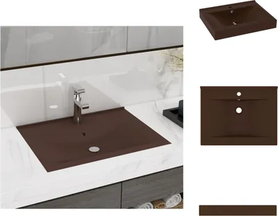Obrázek produktu pro vidaXL umyvadlo s otvorem pro baterii matné tmavě hnědé 60x46cm keramika - Koupelnové umyvadlo