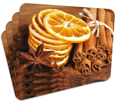 Produktbild von MG Design Set aus 4 Kork-Platzsets - Oranges 2 - 30 x 40 cm - hitzebeständig & abwischbar, mit Korkrückseite