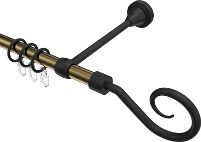 Produktbild von Interdeco Gardinenstange / Vorhangstange Messing Antik / Schwarz, Typ Primus Allegra (Spirale), 16 mm Ø 1-läufig, 220 cm