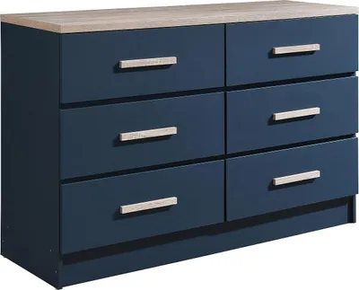 Produktbild von Kommode mit 6 Schubladen - Blau und Natur - SKAIDO