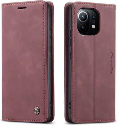 Obrázek produktu pro Xiaomi Mi 11 Pouzdro, RetroPolyuretanKožené Pouzdro s Funkcí Stojánku pro Xiaomi Mi 11 červené