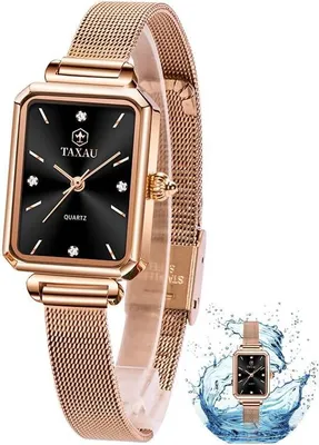 Produktbild von Roségold wasserdichte Quarz-Damenuhr, Vintage, exquisite Luxus-Edelstahl-Damenuhr, Diamant, kleine Damen-Armbanduhr