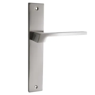 Produktbild von Domino Türgriff Blind Drückergarnitur Langschild für Zimmertür, Bürotür, Kellertür, Innentür, L-Form, Aluminium Nickel CANTORO M9
