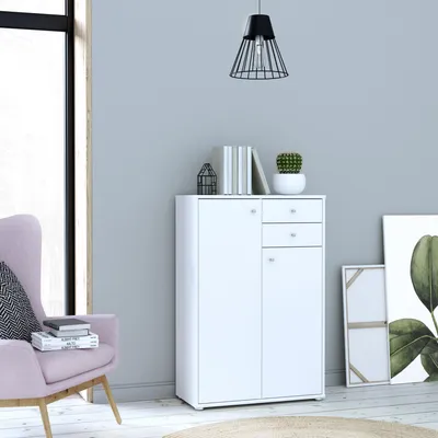 Produktbild von Kommode >Tembi< in Weiß - 73,7x111,1x34,8cm (BxHxT)