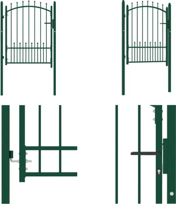 Obrázok produktu pre vidaXL Plotová brána s hrotmi oceľová 100x125 cm zelená - Záhradná brána - Plotové brány - Plotové brány