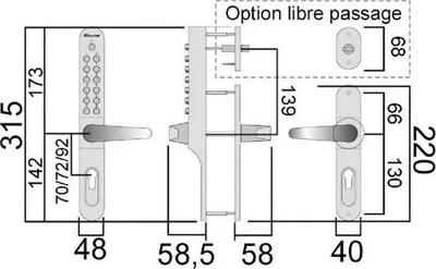 Produktbild von Code-Set Keylex schmales Profil mit freiem Durchgang LOKOD - 22701-BN